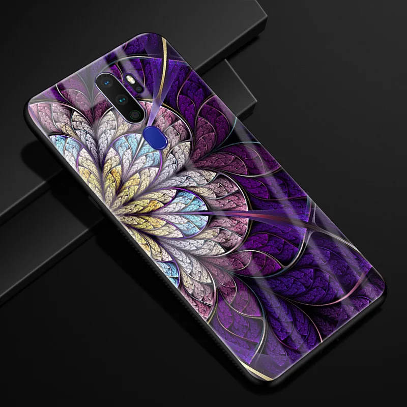 Для oppo A9 чехол PC Пластиковый стеклянный чехол для телефона черный ТПУ бампер чехол для oppo A9 чехол для oppo A5 A11X стеклянный чехол