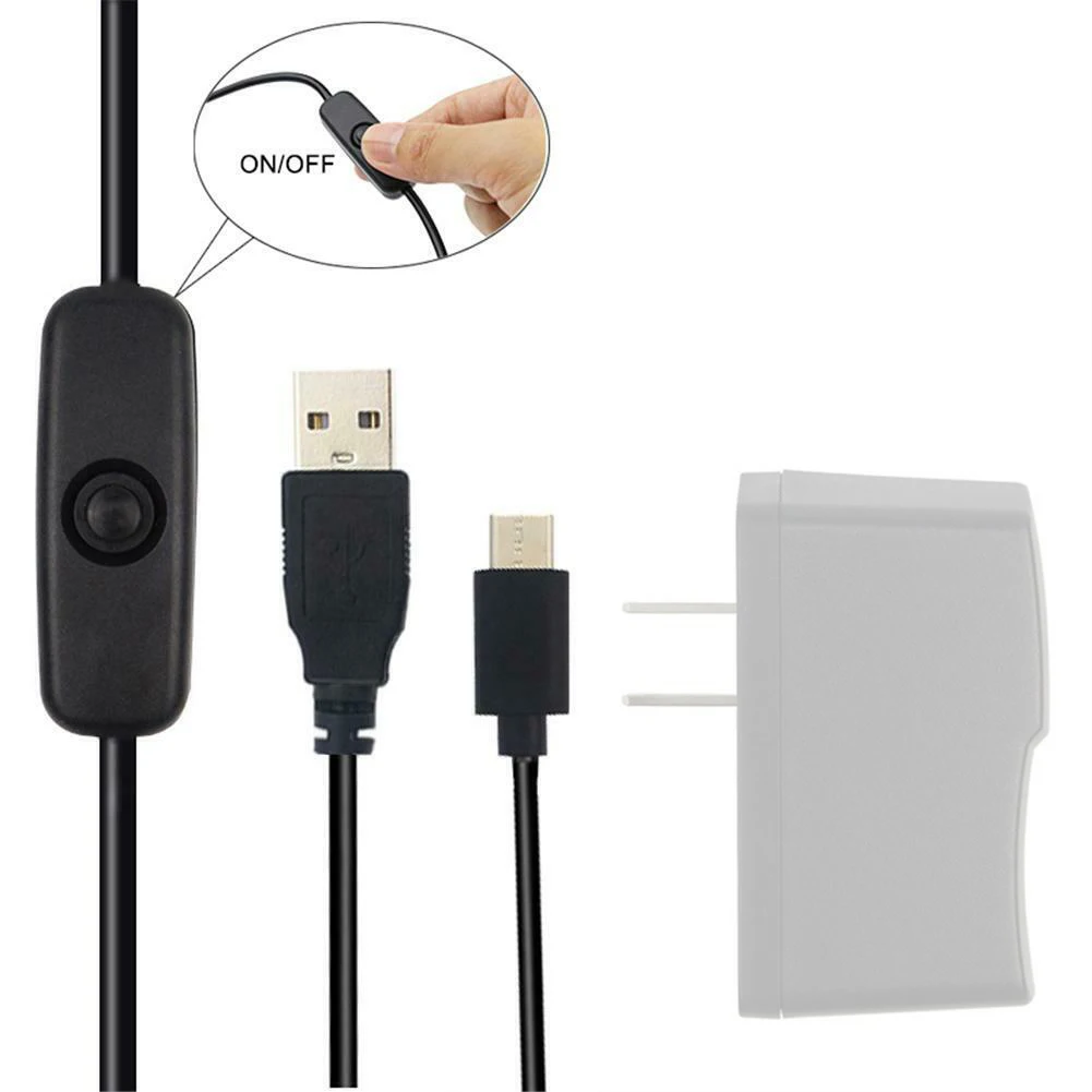 Мощность Кабель-адаптер 5В 3A USB к Тип-C Питание шнур с вкл/выкл Buttonfor Raspberry Pi 4 для домашнего хозяйства/портативных устройств