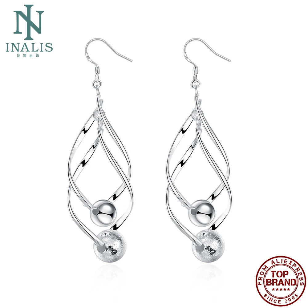 Серьги INALIS для женщин модный дизайн серьги-капли серебряные серьги романтичное