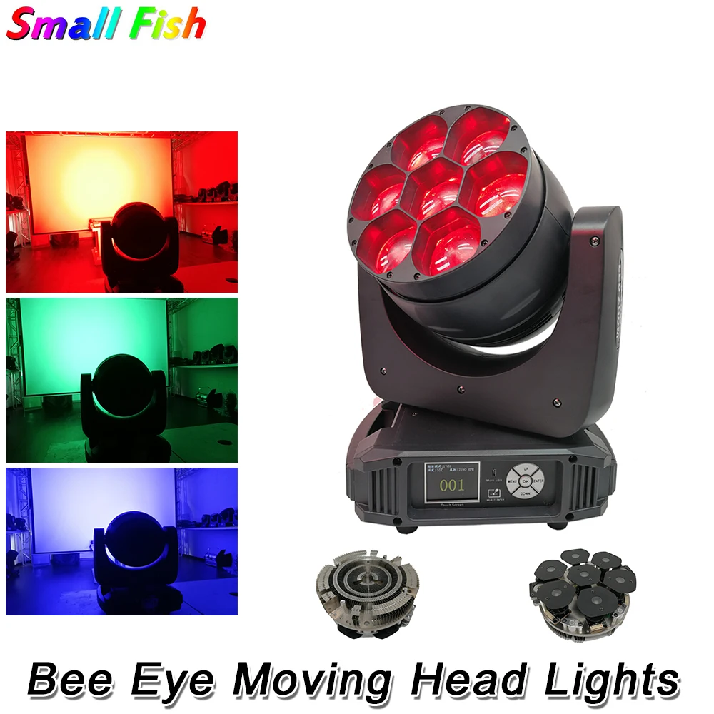 

New Design Bee Eye Moving Head Lights 7X40W RGBW Professional Stage Lights 2-60 Degree Zoom Dj DMX Disco Spot Wash Effect Lights