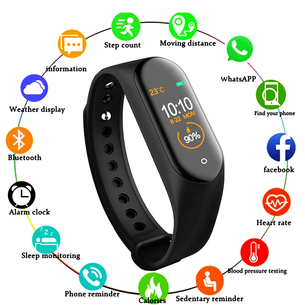 

Touch Smart Band M4 Sport Smart Wristband Waterproof Fitness tracker Heart Rate Sleeping Step Analysic Smartwatch Brand Clock