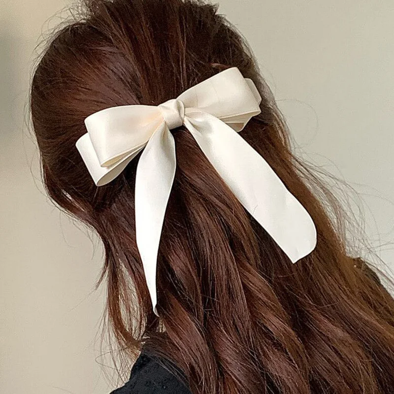 bow hair clip Lystrfac Fashion Fabric Hair Bow Hairpin for Women Girls Ribbon Hair clips Black White Bow Top Clip Female Hair Accessories claw hair clips