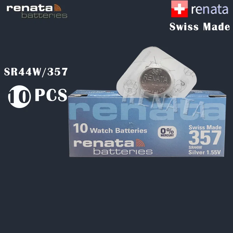 10 шт./лот Renata 357 100% оригинальный фирменный новый долговечный SR44W SR44 LR44 A76 L1154 357A AG13