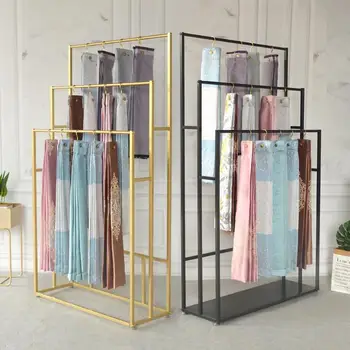 

Curtain elevator display frame home textile floor type display shelf movable belt wheel hanging fabric sample