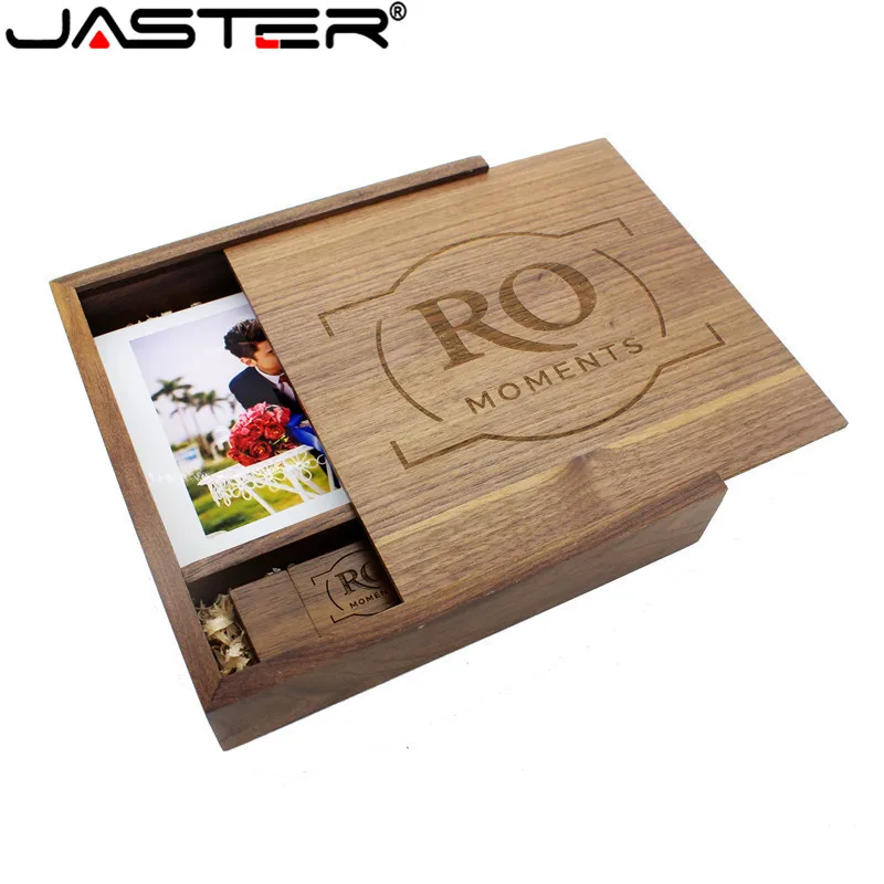 Ceny JASTER (1 szt. Darmowe LOGO) fotografia drewniane ramka na zdjęcia Album usb + pudełko pamięć usb U dysk Pendrive 8GB 16GB 32GB 64GB wideo weselne