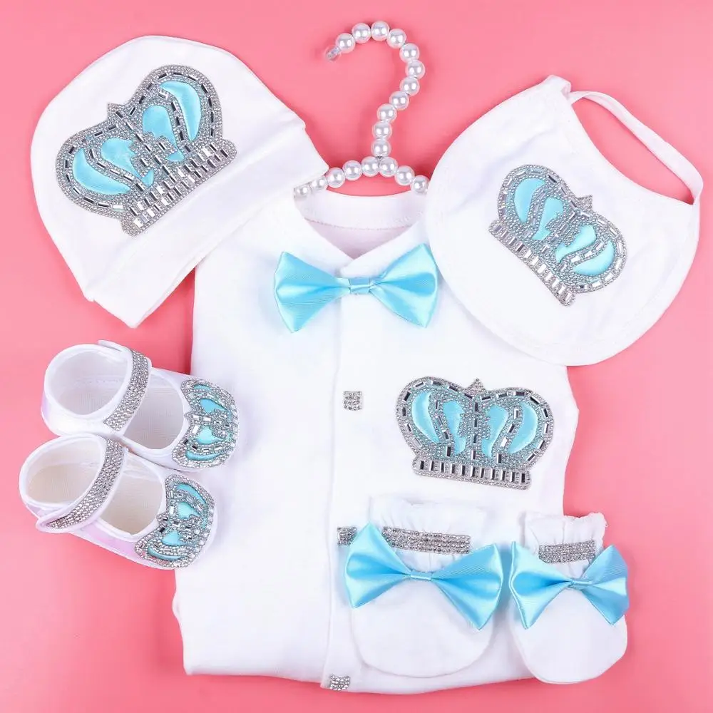  custom name baby jumpsuit boy cotton newborn baby clothes 0-3 month rhinestone crown jurken white b