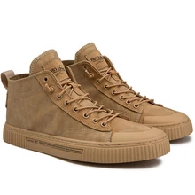 

High top Casual Shoes for Men Khaki Outdoor Sport Sneaker