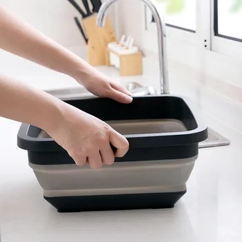 

Folding Washbasin Portable Retractable Basin Collapsible Travel Fishing Car Wash Bucket Bathroom Laundry Kitchen Washing Tool