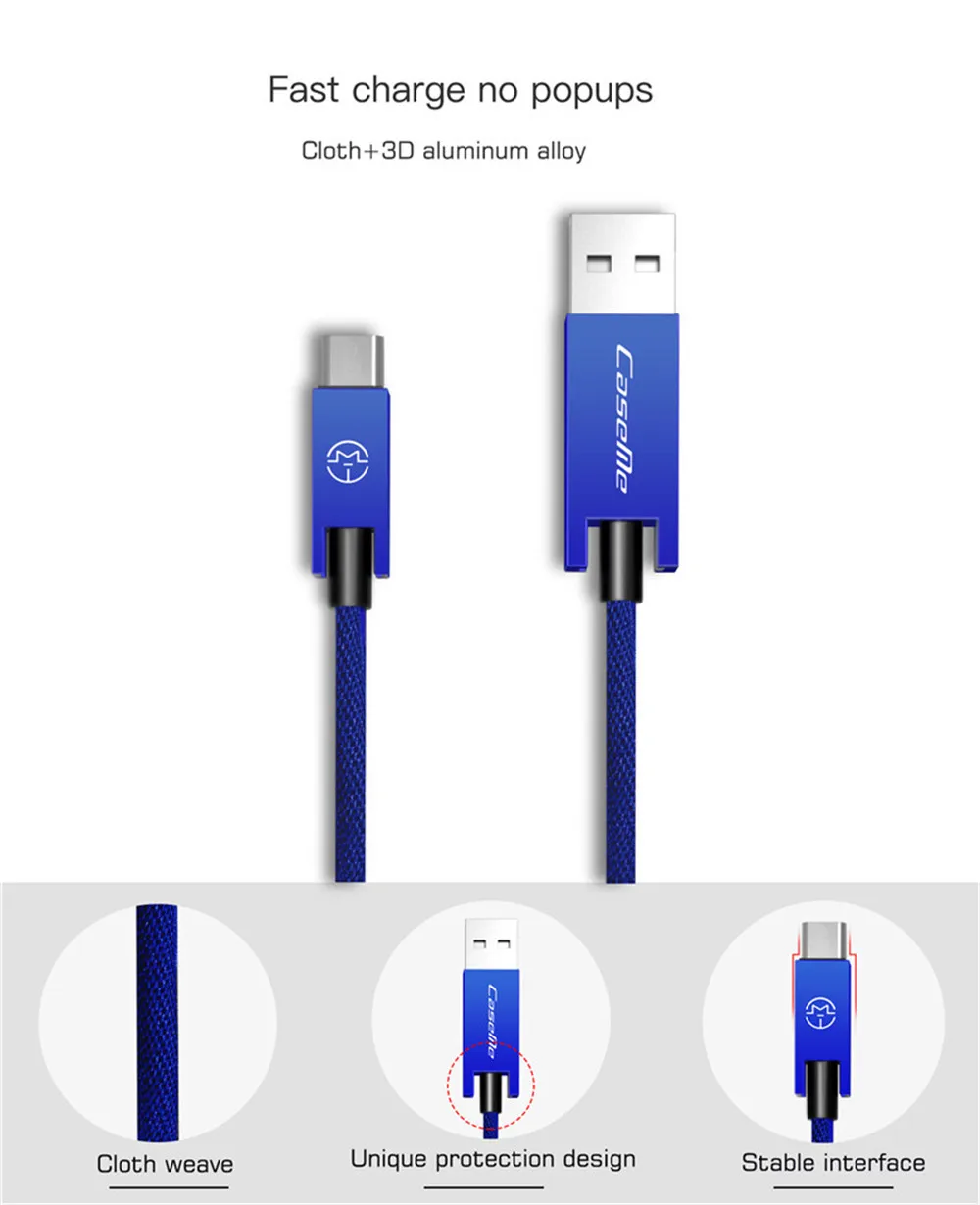 Caseme роскошный подлинный Android Micro к USB синхронизации данных зарядный быстрый алюминиевый плетеный кабель Шнур 2.1A 1,2 m 0,25 m для телефона планшета