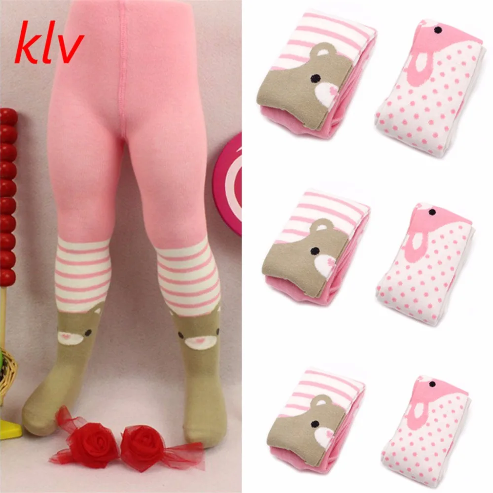 KLV BabesToddler/хлопковые колготки с медведем для маленьких девочек, штаны детские чулки, штаны Чулочные изделия, колготки для детей 0-3 лет