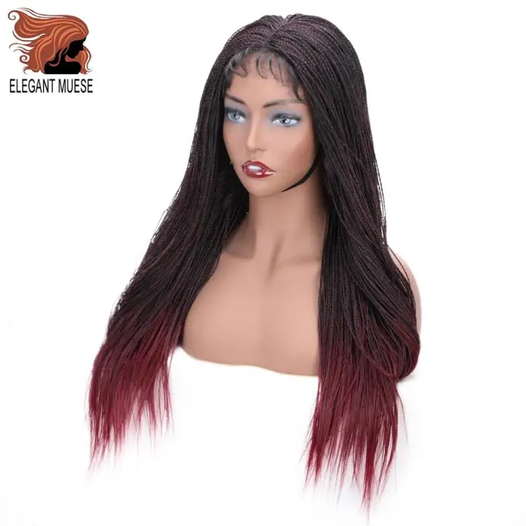 Elegant MUSES Синтетические прямые Сенегальские накрученные волосы косы парик Синтетические волосы на кружеве парик для Для женщин крючком завивка, плетение волос темно-бордовый