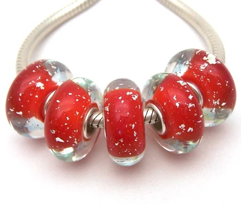 

JGWG1200 5X 100% Authenticity S925 Sterling Silver Beads Murano Glass beads Fit European Charms Bracelet diy jewelry Lampwork