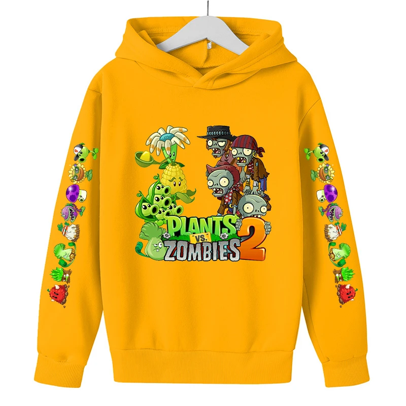 Children's Hoodie Game Plant vs Zombie Figure Toddler Sweatshirt High Quality Comfortable Fabric Spring  Autumn 4T-14T Fashion