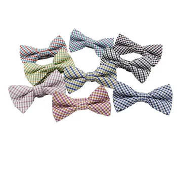 

Linbaiway Men's Bow Tie Gold Blue Plaid Bowtie Business Wedding Bowknot Bow Ties for Groom Party Accessories Custom Logo