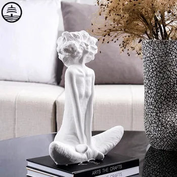 

BAO GUANG TA Creative Abstract Girl Figurine Statue Ceramics Figure Art Sculpture Porcelain Craft Modern Home Decoration R5816