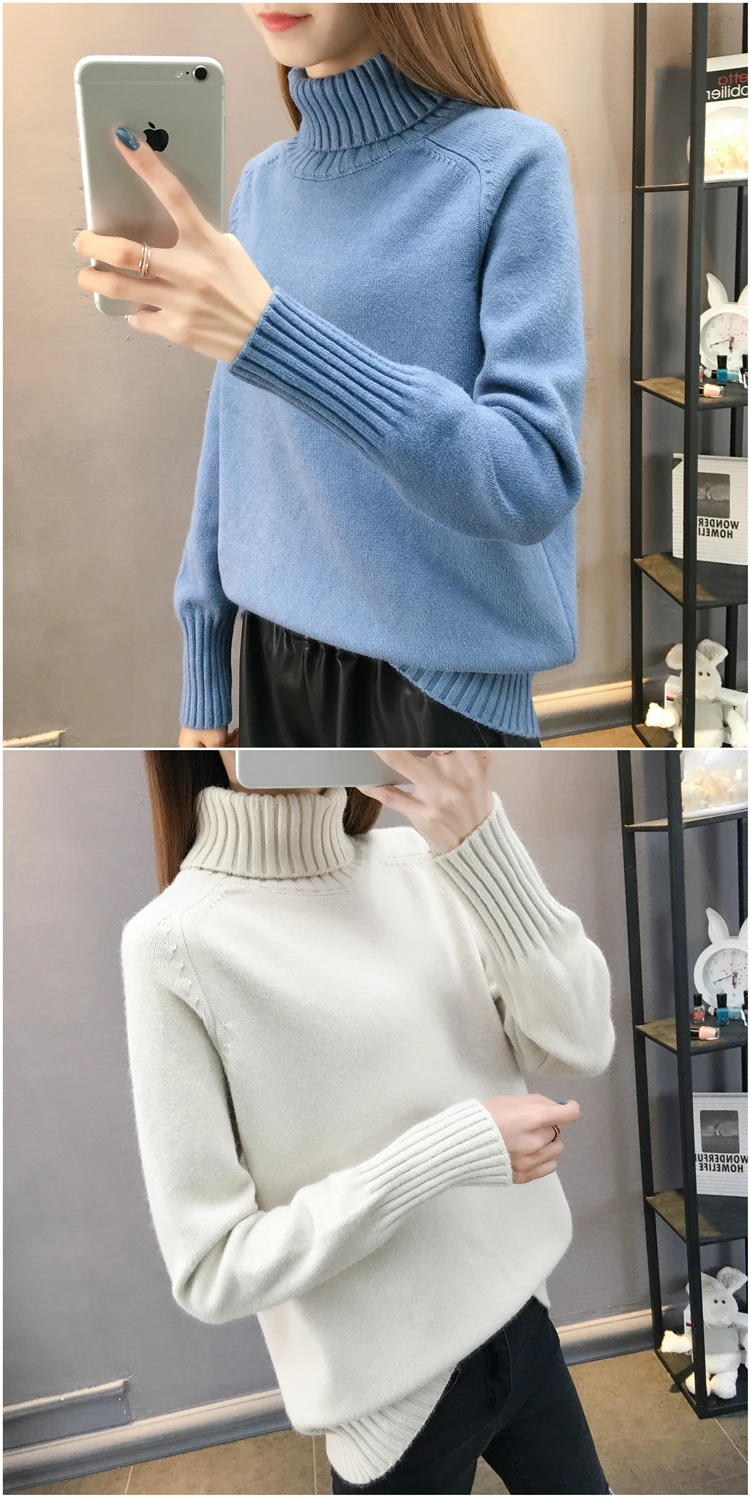 Fdfklak Casual new pull femme pullover sweater women thick warm knit top woman winter clothes turtleneck women's sweaters