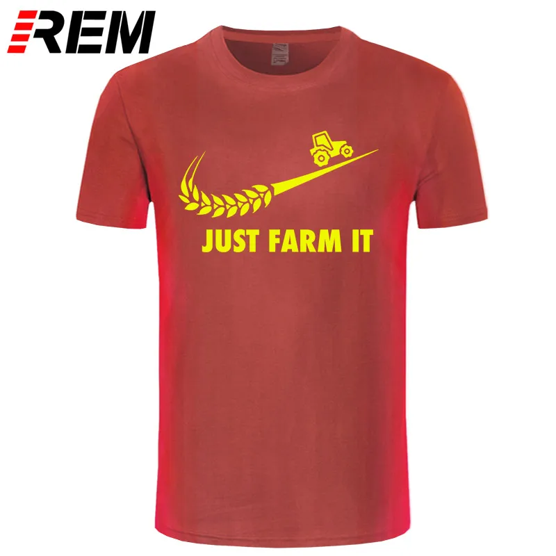 red yellow Модная футболка Just Farm It, мужские хлопковые фермерские футболки с круглым вырезом и короткими рукавами, Мужская футболка для сельского хозяйства, топы - Цвет: red yellow