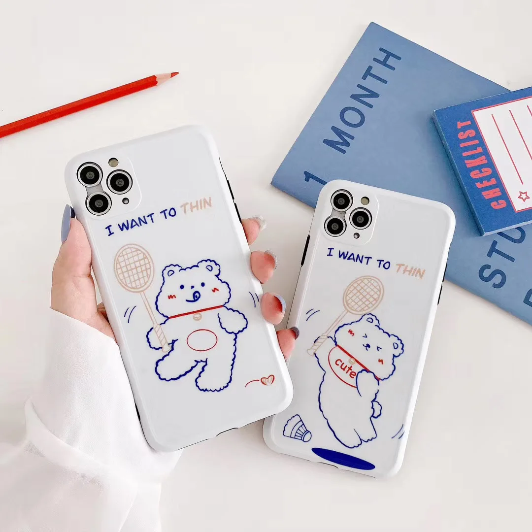 Чехлы для телефонов Iphone 11 Pro Max чехлы влюбленных простые граффити медведь мягкий