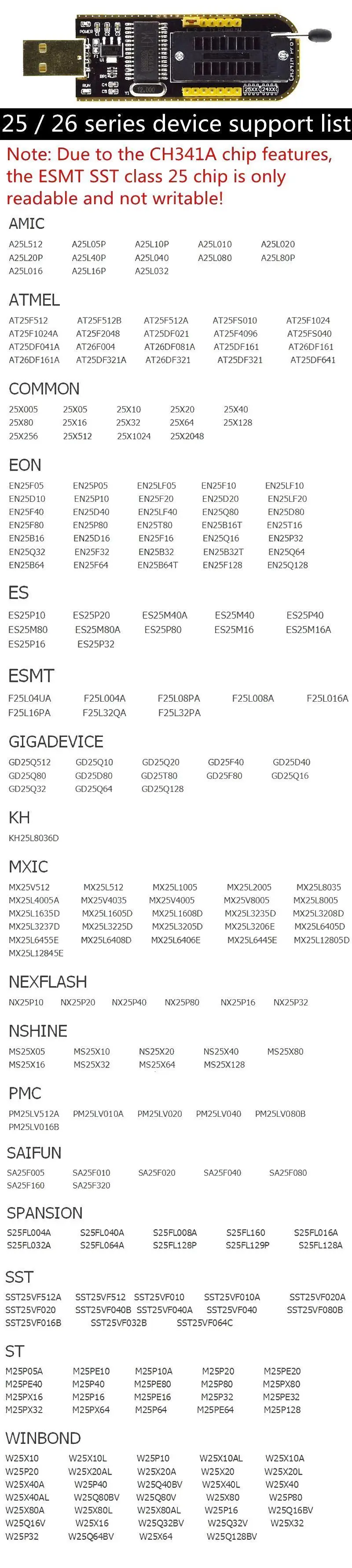 CH341A 24 25 Series EEPROM Flash BIOS USB Programmer Module + SOIC8 SOP8 Test Clip For EEPROM 93CXX / 25CXX / 24CXX DIY KIT