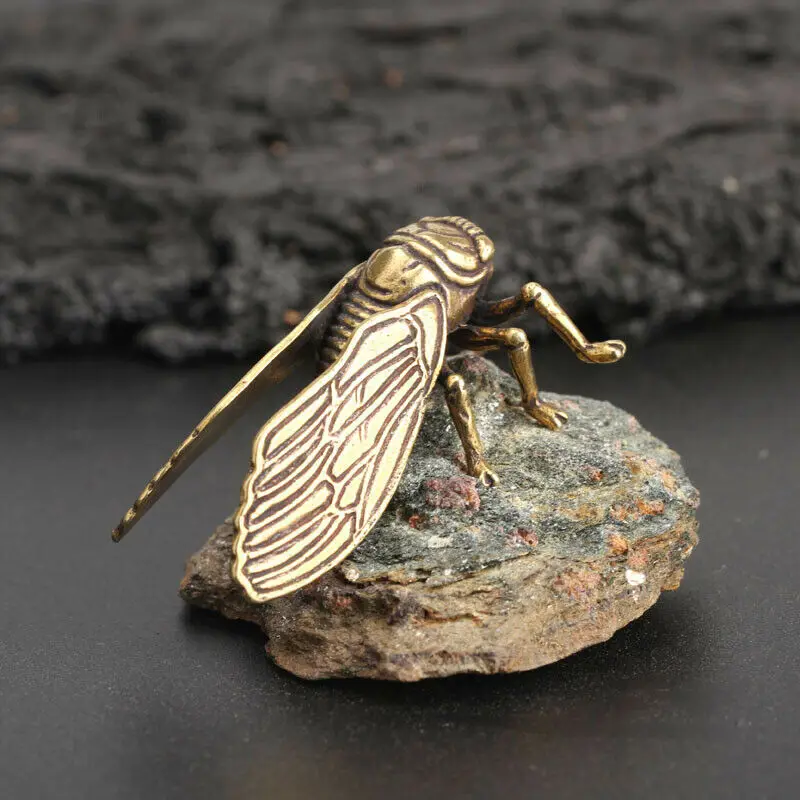 1* креативная фигурка ручной работы из чистой латуни Cicada, статуэтка животного, миниатюрная статуэтка, украшение для домашнего офиса