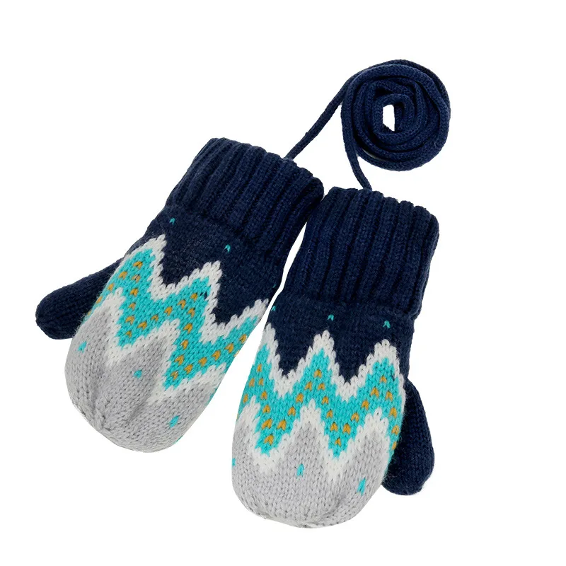 Cute Animals Winter Children Hat Scarf And Gloves 3pcs/lot Baby Girl Boy Hat Winter Double Layer Knit Warm Caps Kids Velvet Hat - Цвет: Only gloves