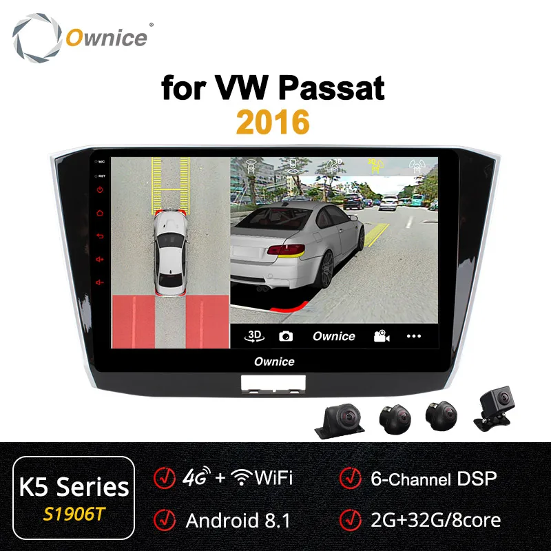 Ownice K1 K2 K3 k5 k6 2Din Восьмиядерный Android 9,0 4G DSP 360 Panorama автомобильный dvd-плеер стерео радио для Volkswagen VW Passat - Цвет: S1906 K5 Series