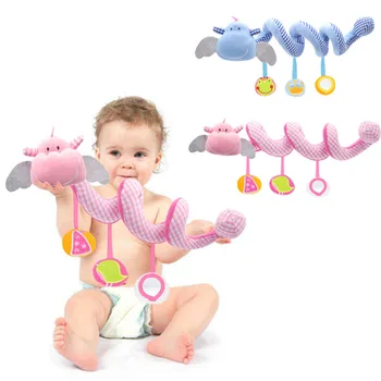 

Infant Pink Plush Rattle Stroller Animal Appease Toys Gift For Newborn 0-12 Months Baby Hand Toys Crib Spiral Hanging Mobile