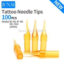 100 шт одноразовые наконечники для татуировки золотого цвета R3 5 7 9 11 14 круглые наконечники Предварительно стерилизованные для иглы для татуировки