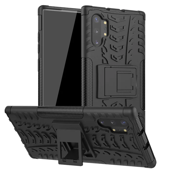 Для samsung Galaxy Note 10 Pro A80 A90 A10 A20 A30 A40 A50 A70 жесткий пластиковый мягкий силиконовый гибридный бронированная подставка PC+ TPU чехол - Цвет: black