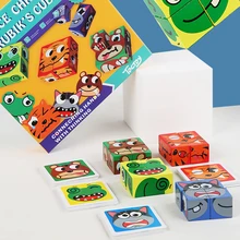 Jouets éducatifs Montessori en bois pour enfants, blocs de changement des Expressions, puzzle, apprentissage précoce, jeux de Table
