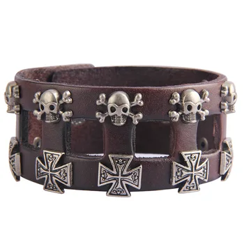 

Vintage Openwork skull punk bracelet Multi-layer weave Vintage bracelet Creativity bracelet