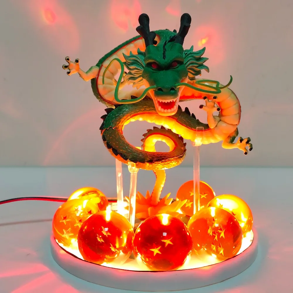 Bandai Dragon Ball Z Anime Shenlong Led Action Figures Night Lights Shenrou Crystal Balls Remote Control Figma Xmas Gift Toys