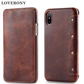 

LOVERONY Real Cowhide Leather Phone Case For iPhone XS MAX XR X Case With Double Slot Card Pocket Luxury Protective Phone Holder