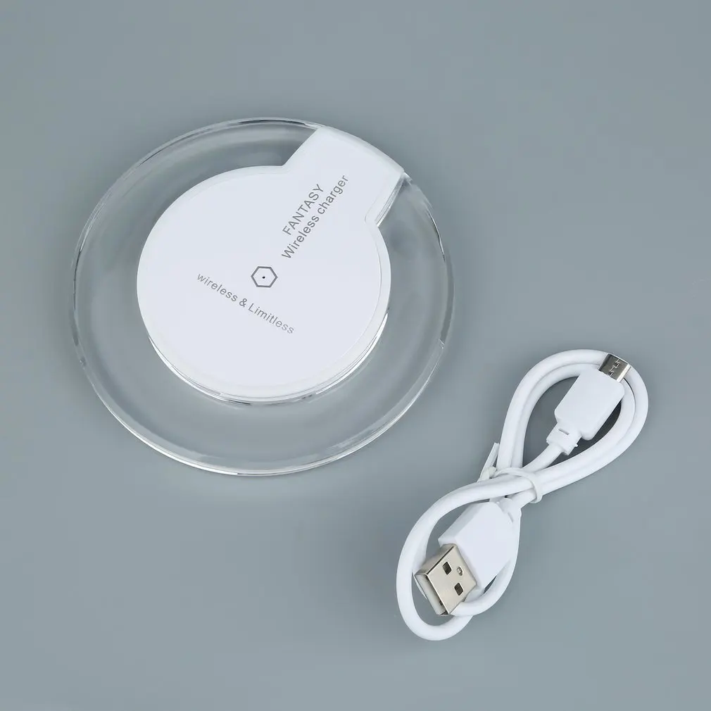 Горячая мини фантазия прозрачный диск ультра тонкий Qi беспроводной быстрой зарядки Pad зарядное устройство пластина
