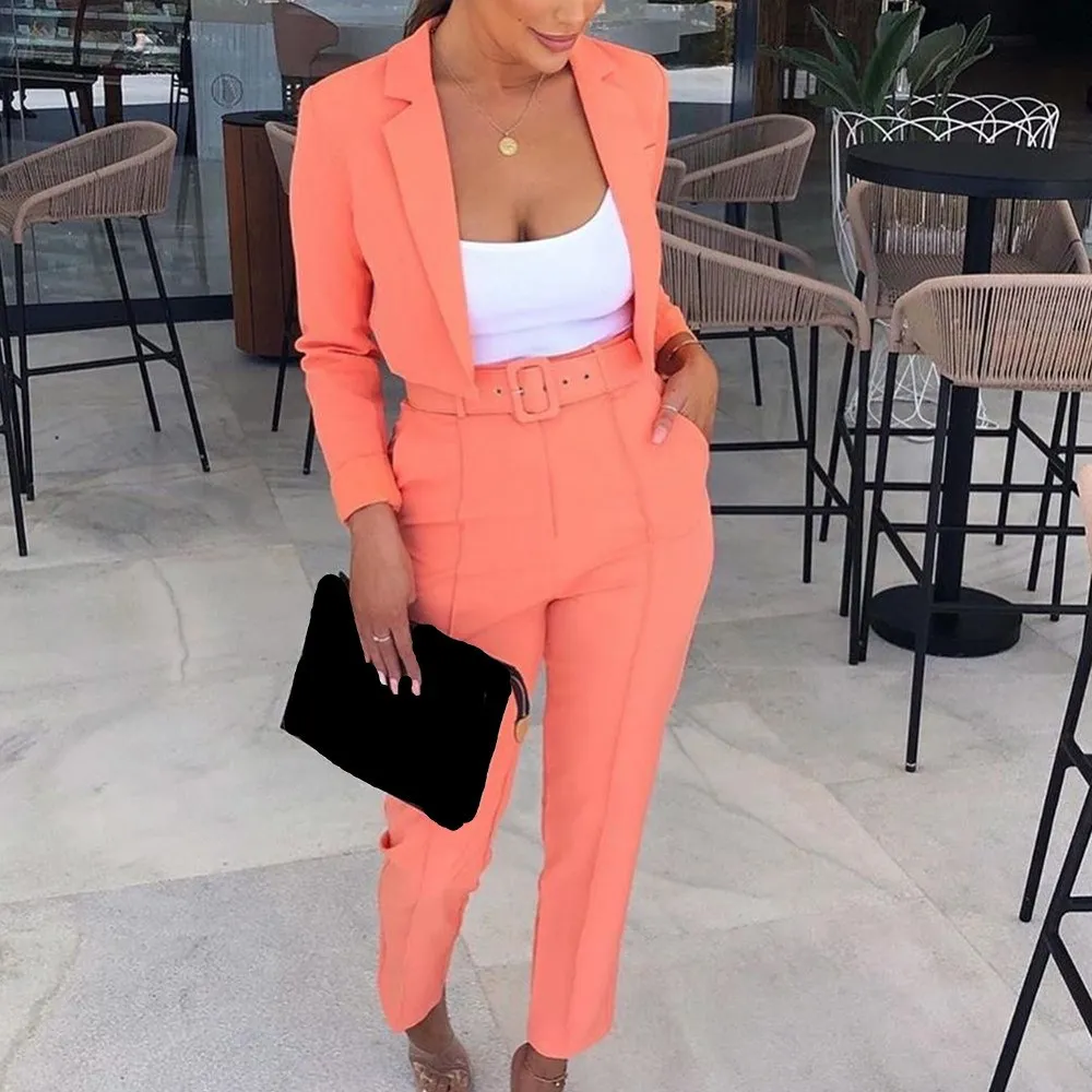2019 New Crop Top And Straight Pants Suits Two Piece Sets Women ...