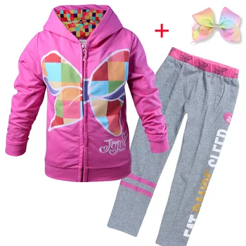 

Baby Girls JOJO Siwa toddler winter clothes for Big kids Hooded Zipper Jacket coat+pants with Bow My little Girl clothing sets