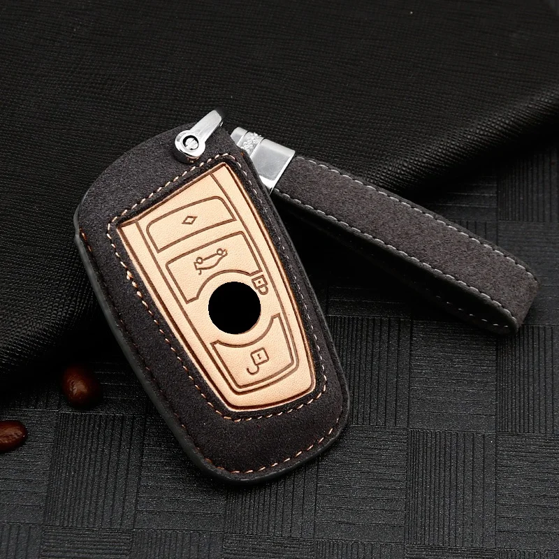 Suede leather car key cover fob case bag For BMW X1 X3 X4 X5 X6 E90 E60 E36 E93 F15 F16 F48 G30 F11 F10 M5 M6 | Автомобили и