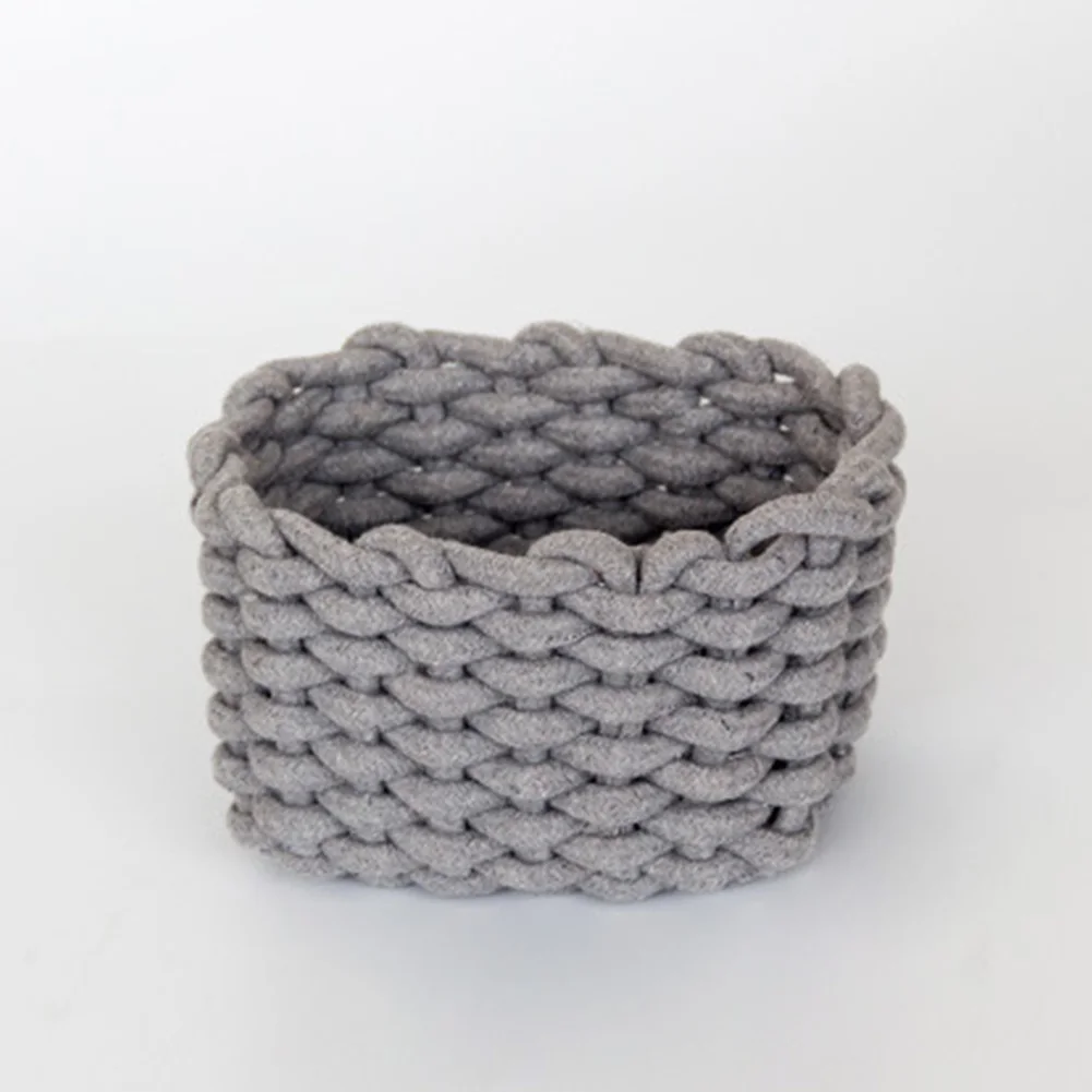 Rope Clothes Storage Basket Baby Toy With Handle Box Handmade Home Decor Desktop Organizer Braided Laundry