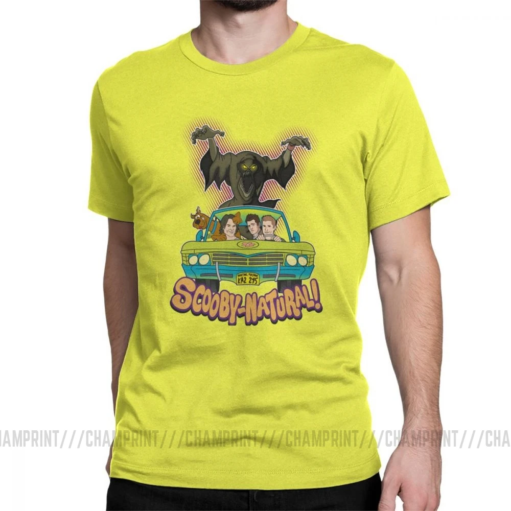 Сверхъестественная футболка Spn Brothers Man ScoobyNatural Baby V2, футболка, новинка, вырез лодочкой, одежда с короткими рукавами, хлопковые футболки - Цвет: Цвет: желтый