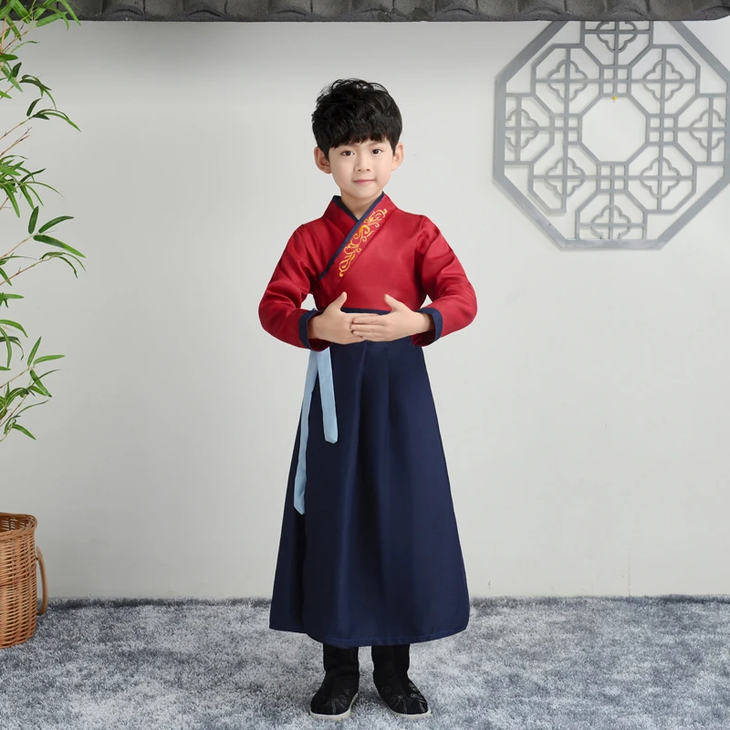 Традиционная китайская одежда для детей, древние костюмы для маленьких девочек, народный танец, ханьфу, платье, сценический костюм для мальчиков - Цвет: Color8