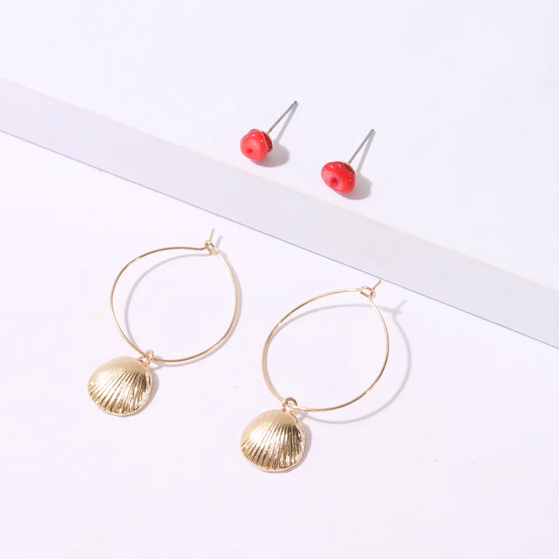 

KOMi Fashion Gold Shell Earrings for Women Girls Big Circle Drop Dangle Earrings Party Wedding Jewelry E50109