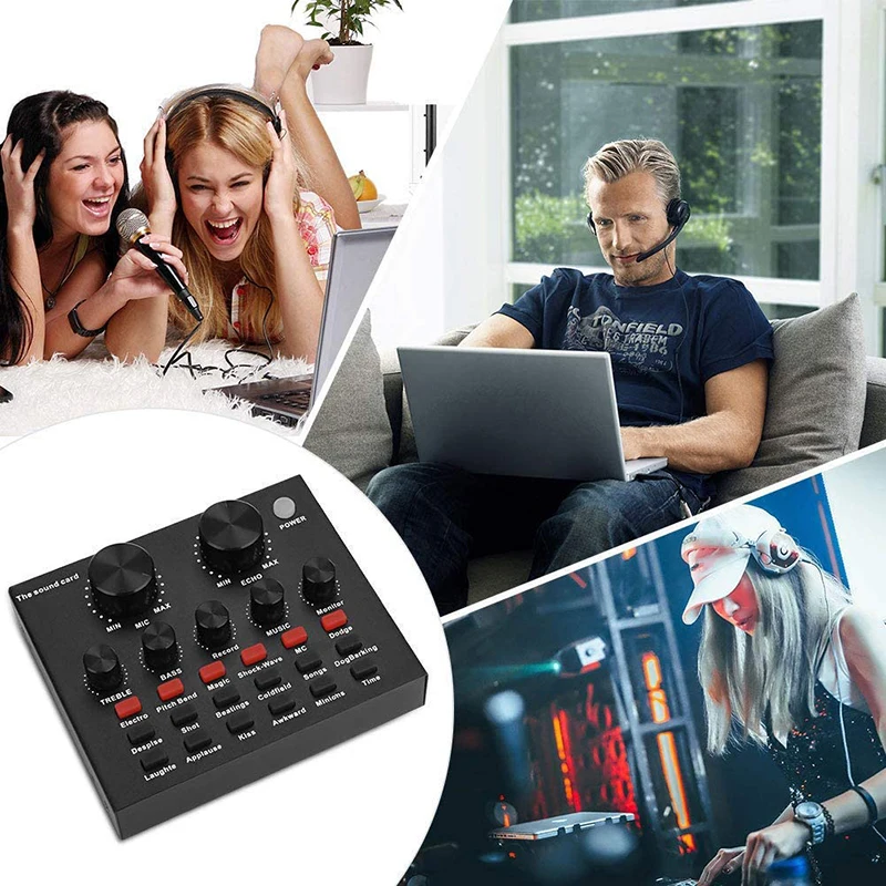 Звуковая карта V8 12 режимов 1 шт. Звуковой адаптер USB внешняя звуковая для