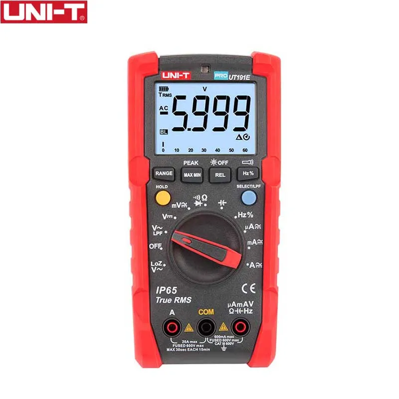 

UNI-T UT191E True RMS Digital Multimeter DC AC Volt Ampere ohm Meter Waterproof Capacitor Tester Transistor Tester Multimeter