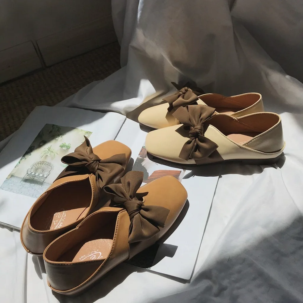 

Retro STUDENT'S Shoes Women's Summer Flat 2018 Bow Korean-style Grandma Versatile New Style Daily Life Shoes 4-7 Days Shoes
