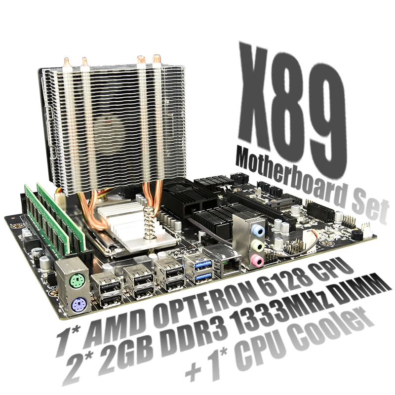 Материнская плата комбо X89 материнская с amd opteron G34 6128 CPU + 2X 2 Гб DDR3 1333 МГц RAM