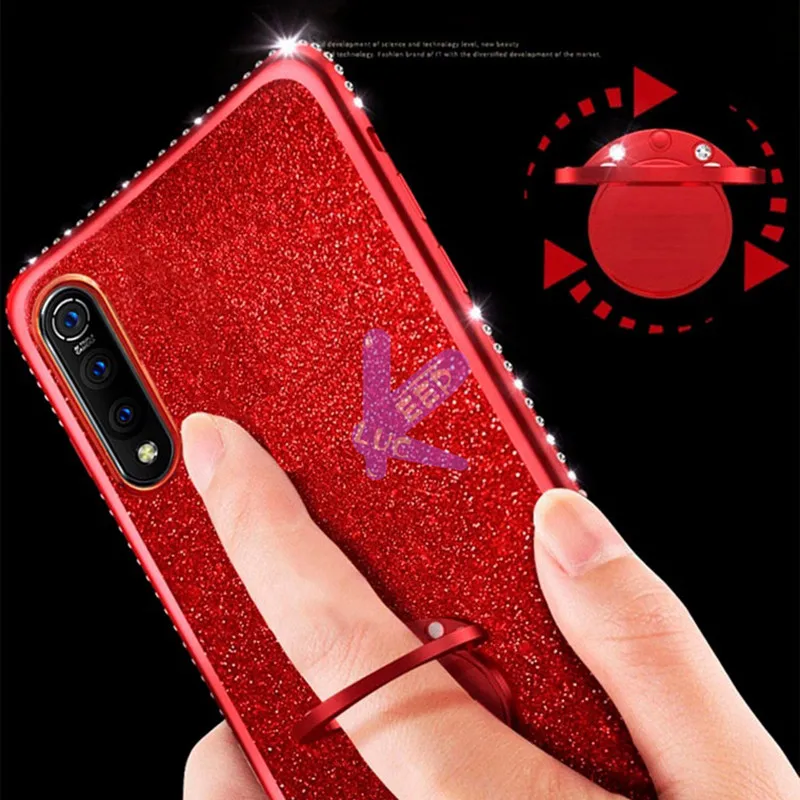 Чехол со стразами и кольцом держателем для Xiaomi A2 MAX3 6X 8 8SE Pro Redmi Note 7 Lite 5 6 6A