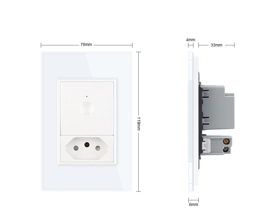 Livolo US/AU Standard New SeriesWall Touch Switch,1 Gang 2Way Touch with 10A brazilian socket, 7 colors options,plastic key