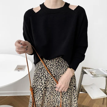 

Strapless 2020 Autumn Winter Sweater Women Knitted New Sweaters Casual Long Sleeve O-Neck Fashion Pullovers Knit Tops Sweater