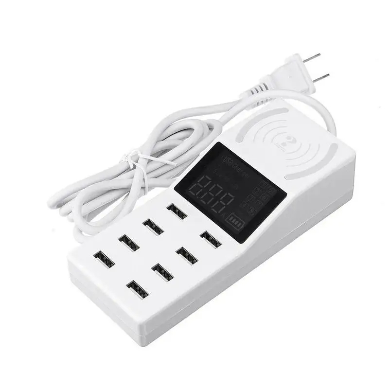 10W Wireless Charging Station Smart LED Display With Port Wall Charger Mobile Phone Adapter 8 Charging Desktop USB Fast L4R1