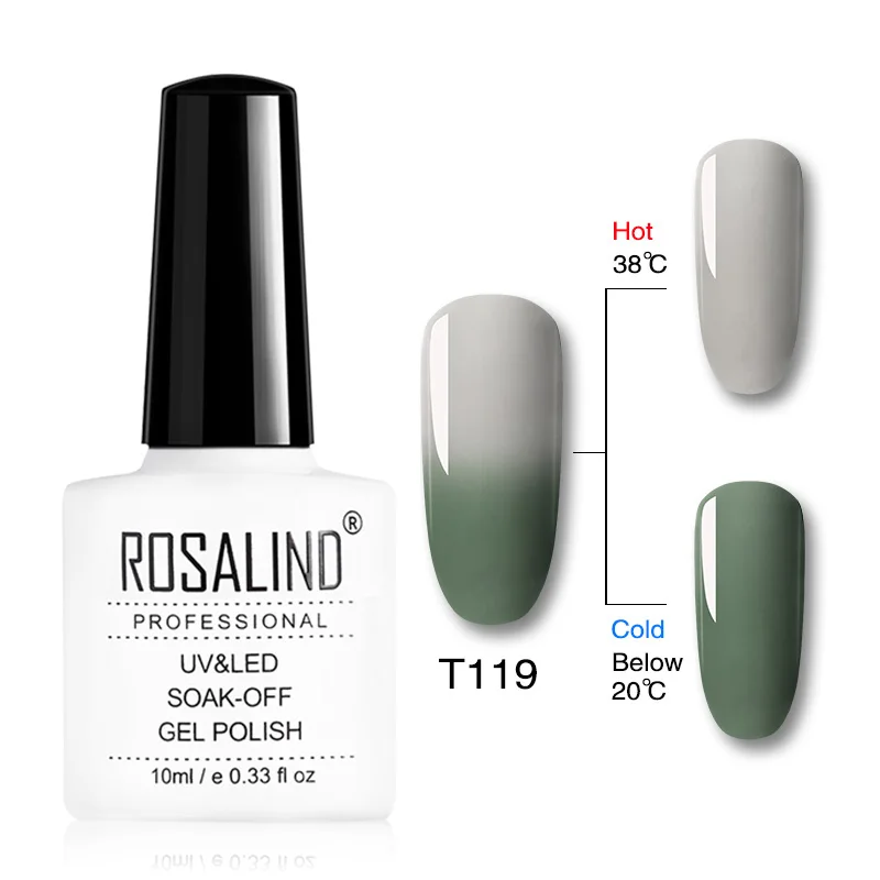 T119 ROSALIND Гель-лак для ногтей 10 мл изменение температуры цвета УФ светодиодный Гель-лак для наращивания ногтей праймер Топ и базовый дизайн ногтей - Цвет: T119
